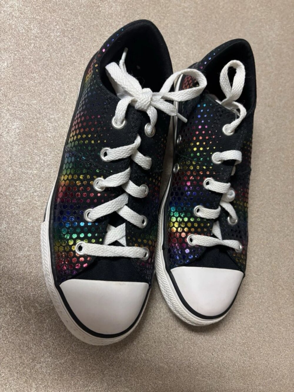 Big Girls Converse size 3 Rainbow Multi Color